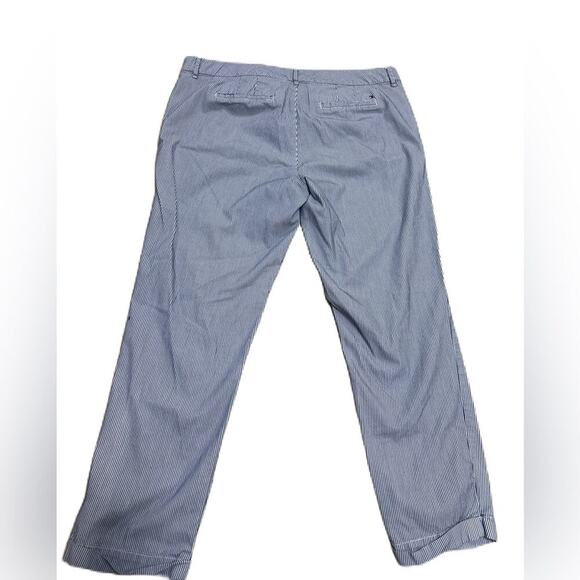 Tommy Hilfiger Pants Womens Ankle A La Cheville Blue White Seersucker Striped 14 - Picture 2 of 6